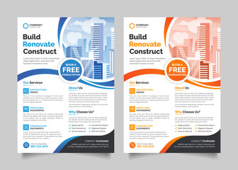 Home Renovation or Construction Flyer Poster Design Template