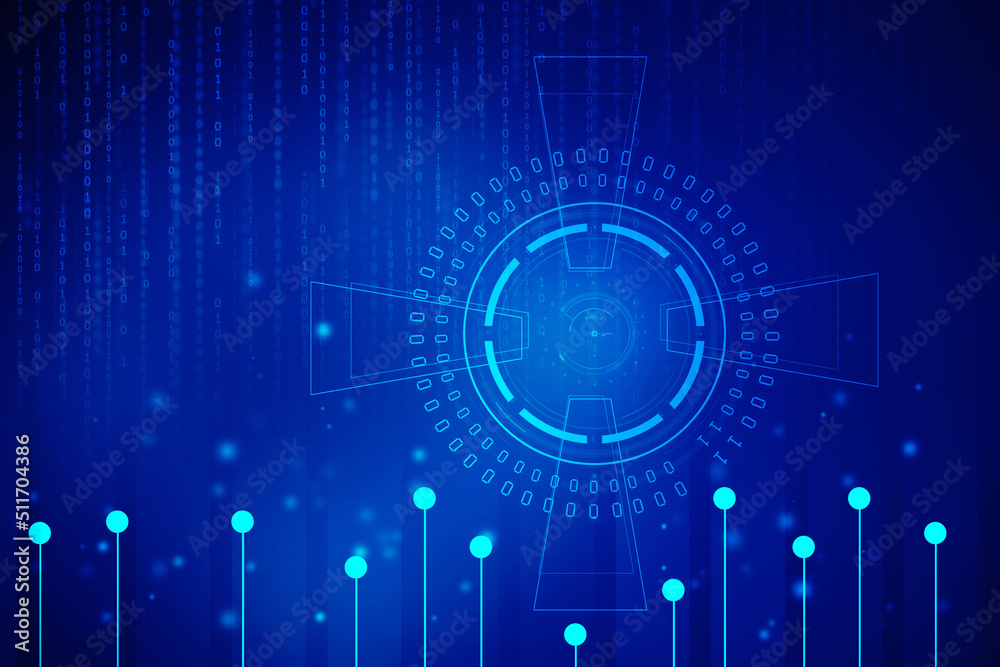 Poster 2d illustration abstract digital binary data on computer screen