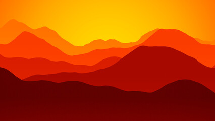 Mountain landscape sunset