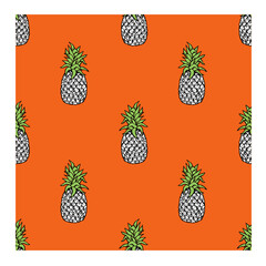 Summer seamless pattern with  pineapple fruit . Vector illustration for textile print , background, wallpaper, decorative paper and other design
