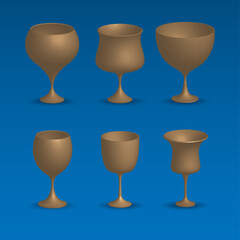 set of vintage glass designs with different shapes, 3d illustration vector