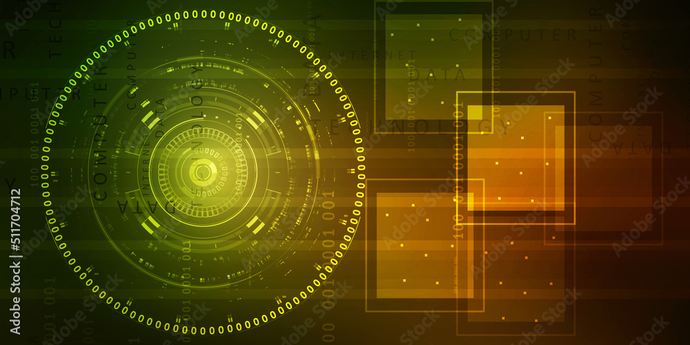 Poster 2d illustration abstract digital binary data on computer screen