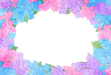 背景素材_水彩風_紫陽花