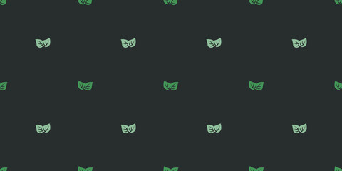 Rows of Leaves Colored in Various Shades of Green - Seamless Texture, Dark Vector Background, Base for Website, Placard, Poster or Brochure Designs - Environmentally Friendly Symbol