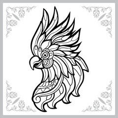 Cockatoo head zentangle arts. isolated on white background.