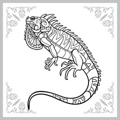 Iguana zentangle arts. isolated on white background.