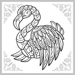 Flamingo bird zentangle arts. isolated on white background.