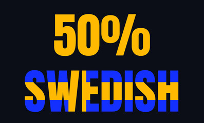 50 percentage Swedish sign label vector art illustration with fantastic font and blue yellow color