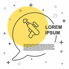 Black line Fishing harpoon icon isolated on white background. Fishery manufacturers for catching fish under water. Diving underwater equipment. Random dynamic shapes. Vector