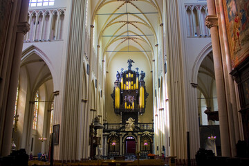 Interior of St. Salvator's Cathedral (Sint-Salvatorskathedraal) in Brugge, Belgium