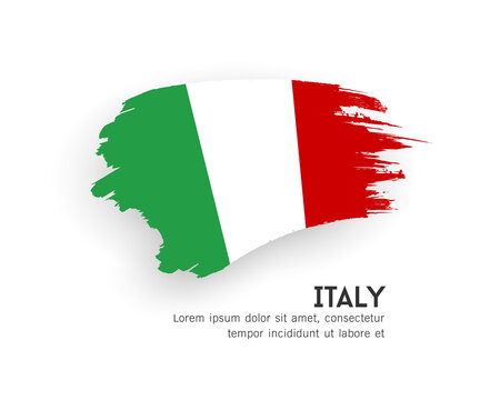 Flag of Italy, brush stroke design isolated on white background, EPS10 vector illustration