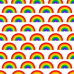 Obraz premium Rainbow seamless pattern. LGBT pride month background. Vector template for wrapping paper, wallpaper, fabric, etc