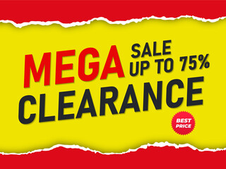 Sale banner template design, Mega sale special offer. 