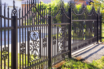 Black Wrought Fence. Iron fence
