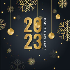 Fototapeta na wymiar Happy new year 2023 background with 3D gold number