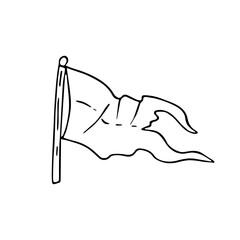 Hand drawn flag doodle style, national patriotic sign.Minimalistic simple drawing, quick painted. Sketch banner for Independence day.Isolated. Vector illustration