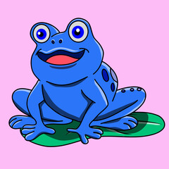 A cute frog illustration design for kids book and t shirt design