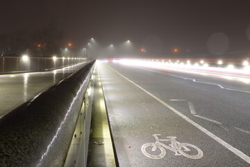 Car light trails on Wolfe Tone Bridge, Kilkenny.