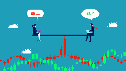 stock volatility. Investors trade stocks. financial and investment concept vector illustration
