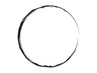 Grunge circle made of black paint using art brush.