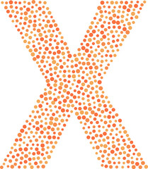 Capital letters X mosaic of dot