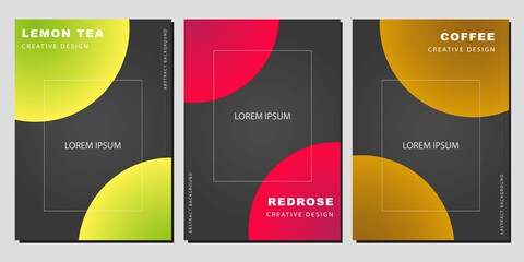 Modern Cover Template Design. Lemon Tea, Red Rose, Coffee Color Concept. Trendy gradient bubble set for presentations, magazines, flyers, annual reports, posters and business cards.