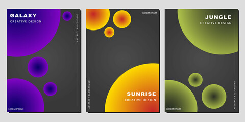 Modern Cover Template Design. Galaxy Sunrise, Jungle Color Concept. Trendy gradient bubble set for presentations, magazines, flyers, annual reports, posters and business cards.