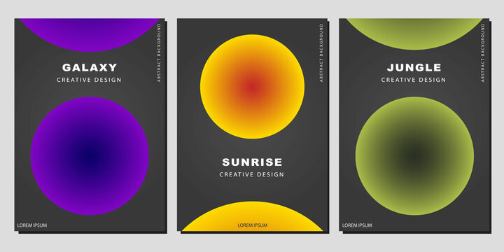 Modern Cover Template Design. Galaxy Sunrise, Jungle Color Concept. Trendy gradient bubble set for presentations, magazines, flyers, annual reports, posters and business cards.