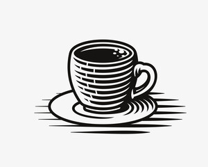 Coffee, tea cup vintage engraving vector illustration on white background.