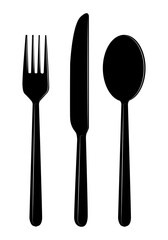Set of fork, knife and spoon isolated on white. Vector illustration ready for your design.