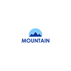 simple mountain with half circle logo vector