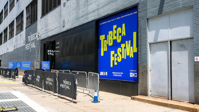 NEW YORK, NY, USA - JUNE 9, 2022:  Tribeca Film Festival Signs On Varick Street
