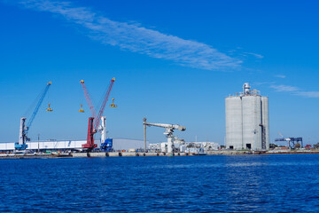Fototapeta premium Factory warehouse and harbor of Tampa, st petersburg and clearwater in Florida, USA