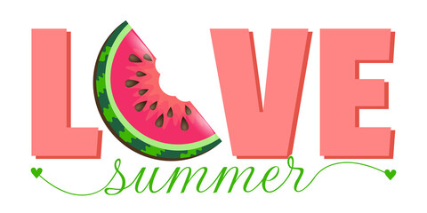 Sweet watermelon and trendy lettering. Summer vibes. Stylish typography slogan design 