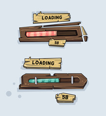 vector wooden loading bar, navigation
