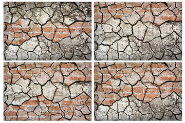 Mixed 4 old red brick wall texture background
