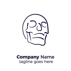skeleton skull simple logo design icon vector illustration line