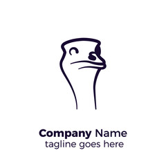 animal ostrich simple logo design icon vector illustration line