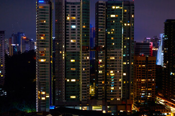 Fototapeta na wymiar Scenery evening view downtown of modern megapolis.