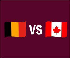 Belgium And Canada Flag Ribbon Symbol Design Europe And North America football Final Vector European And North American Countries Football Teams Illustration