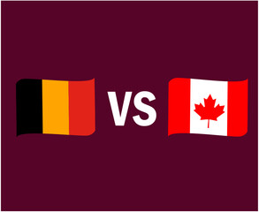 Belgium And Canada Flag Ribbon Symbol Design Europe And North America football Final Vector European And North American Countries Football Teams Illustration