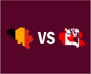 Belgium And Canada Map Symbol Design Europe And North America football Final Vector Europen And North American Countries Football Teams Illustration