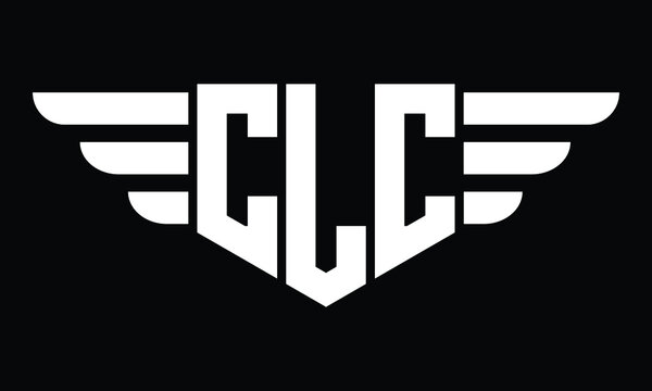 CLC three letter logo, creative wings shape logo design vector template. letter mark, wordmark, monogram symbol on black & white.	