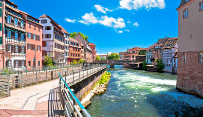 Town of Strasbourg canal and historic architecture in historic Little French quarters - obrazy, fototapety, plakaty