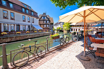 Town of Strasbourg canal and historic architecture in historic Little French quarters - obrazy, fototapety, plakaty
