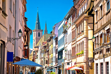 Fototapeta premium Colorful street of historic city center of Strasbourg