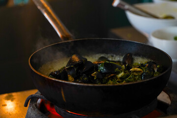 pan-fried shells in wine sauce. photo inside.