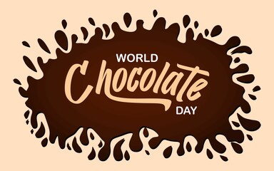 Happy chocolate day postcard or banner. Hand sketched Happy Chocolate day lettering typography.