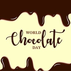 Hand drawn vector. World chocolate day lettering. Ideas for posters, postcards.
