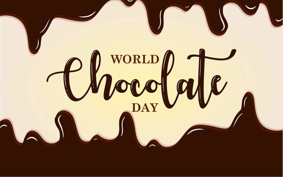 Hand drawn vector. World chocolate day lettering. Ideas for posters, postcards.